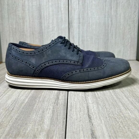 Cole Haan Grand.OS ZeroGrand WingTip Oxford Blue Dress Shoes Mens Size 11.5 - Picture 3 of 10
